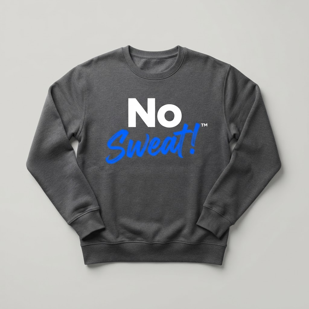 Crewneck Sweatshirt in Charcoal with the No Sweat! logo