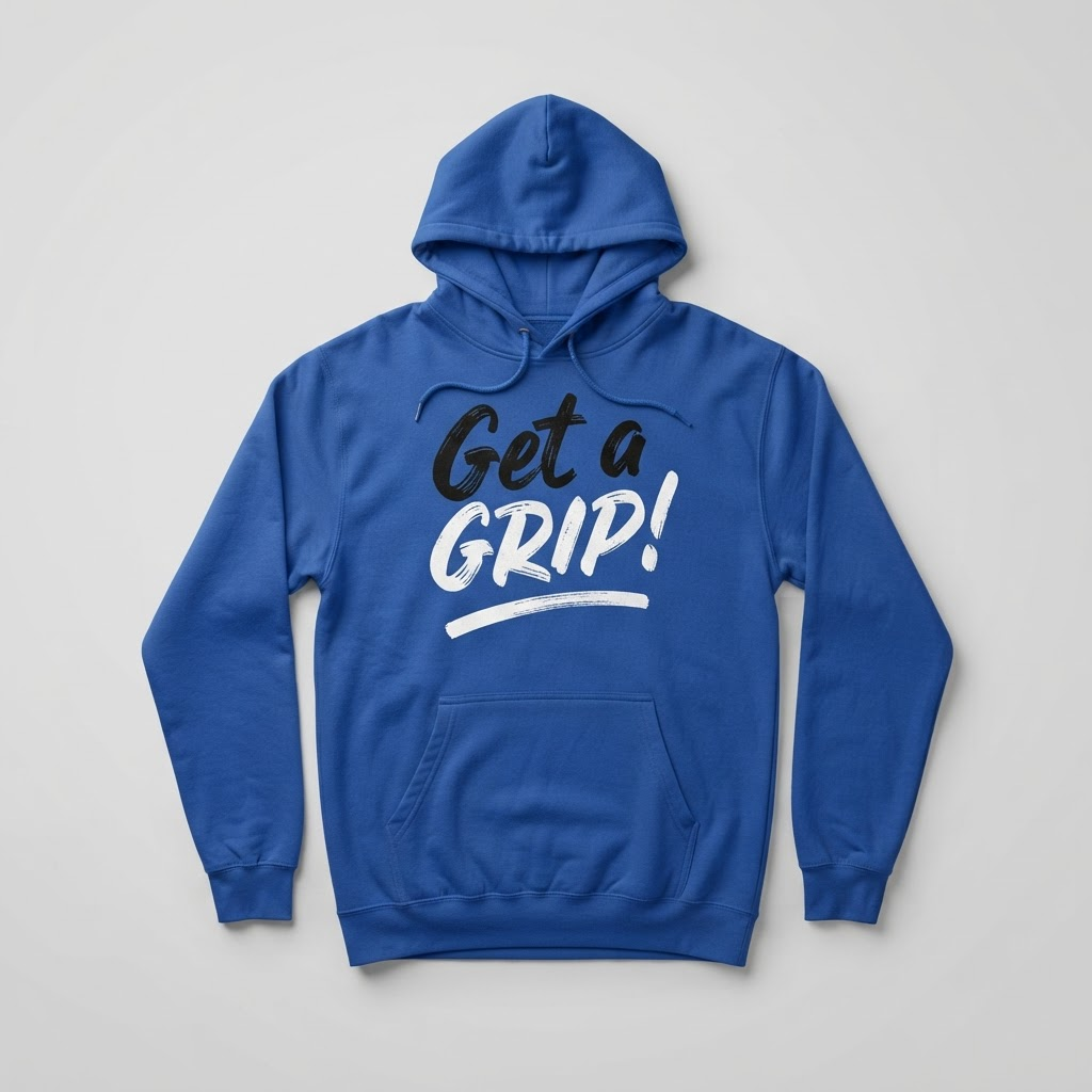 Get a Grip! Hoodie in Royal Blue with the No Sweat! logo