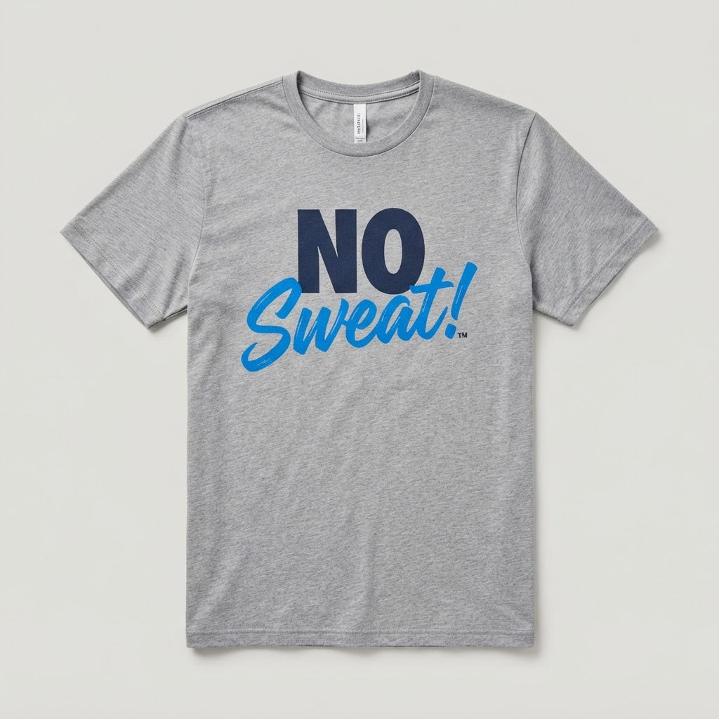 Everyday Logo Tee in Heather Gray with the No Sweat! logo